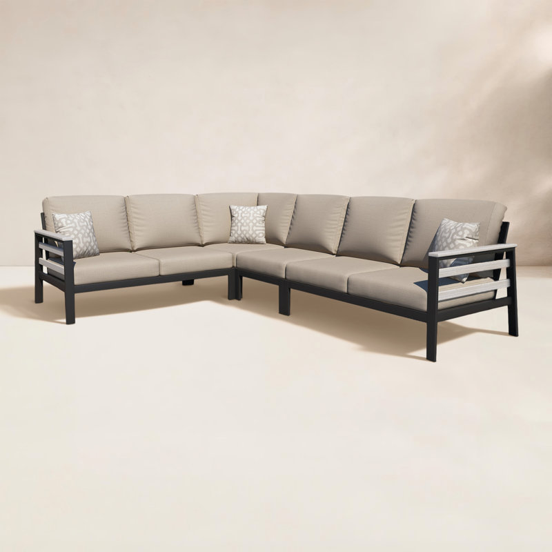 Townsend Outdoor 6 Person Sectional Seating Group With Sunbrella Cushions, Cast Silver Sunbrella®
