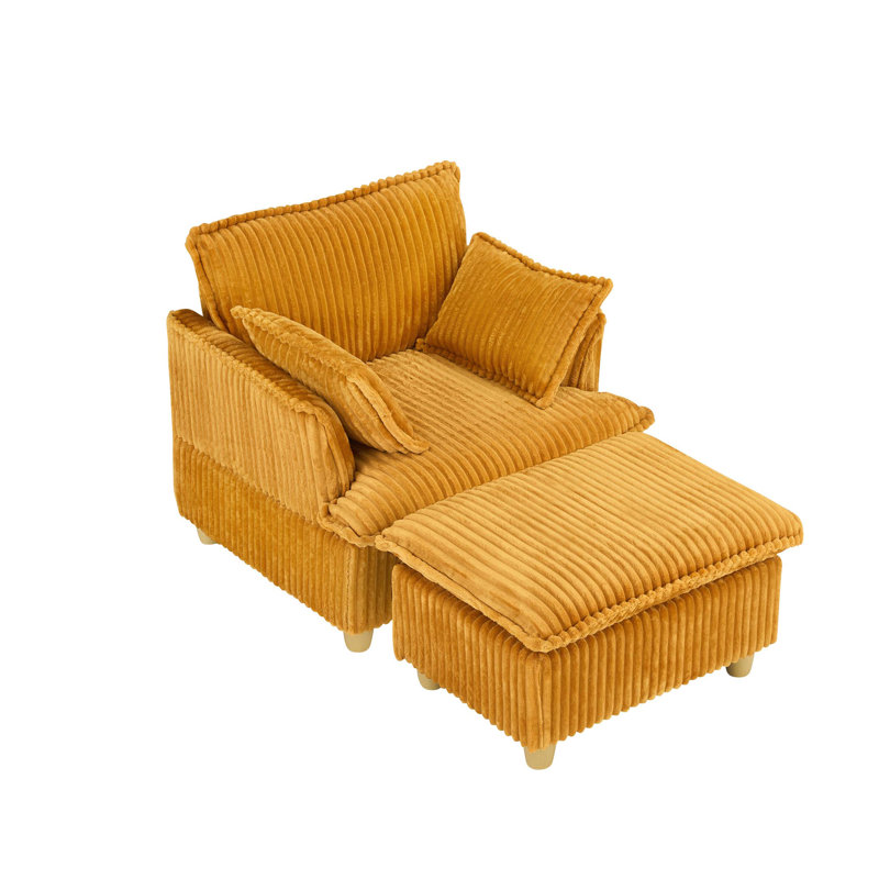 Ensemble de canapé en velours côtelé confortable et polyvalent avec repose-pieds et coussins pour une détente ultime dans n'importe quelle pièce