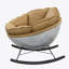 Chaise berçante en cuir jaune et argent-113380299