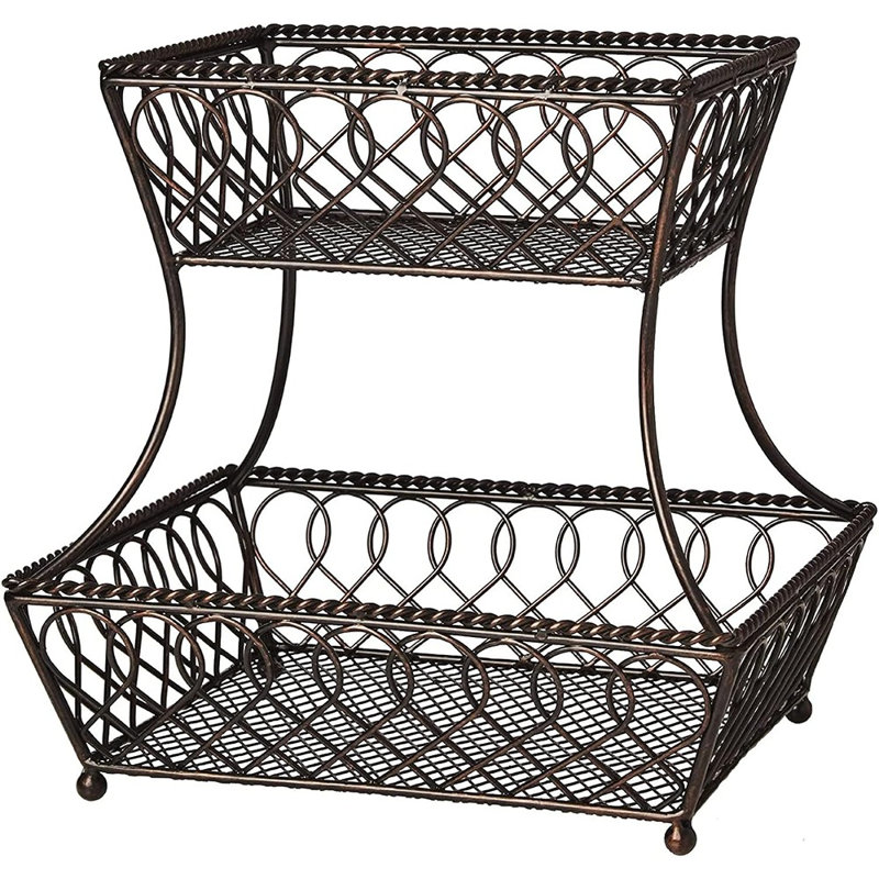Panier de rangement rectangulaire à 2 niveaux Gourmet Basics par Mikasa Loop and Lattice