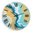 Composition abstraite de marbre jaune et bleu III - horloge murale moderne-60280080
