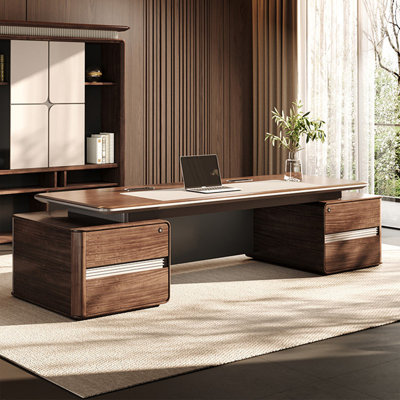 110.24"High-end and elegant brown executive desk