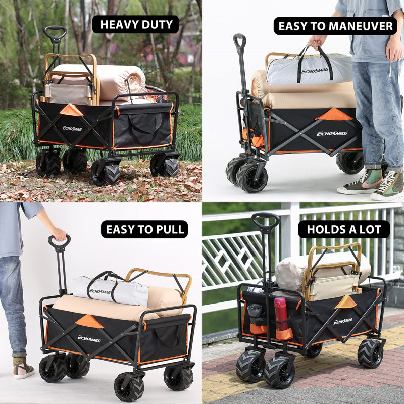 Heavy Duty Garden Carts, Black/Orange