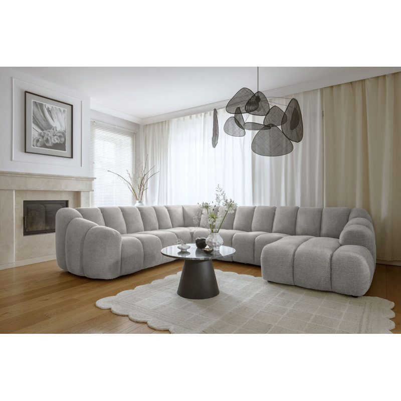 Shell 8 Seater Corner Sofa , Light Grey, Left Hand Facing
