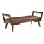 Banc de 52 pouces avec pieds en bois de noyer, style Mid-Century, rembourré en PU pour la conception de bout de lit brun, chambre en tissu doux