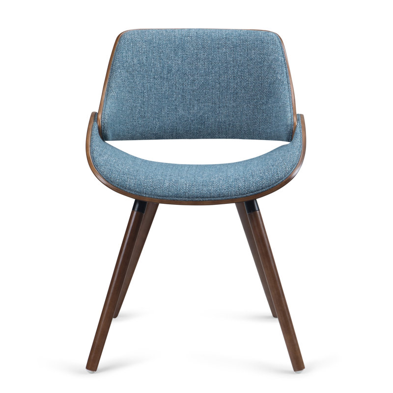 Denim Blue Upholstered Parsons Side Chair with Solid Wood Legs