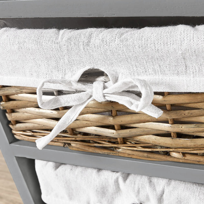 Casey Fully Assembled 4 Basket Drawer Chest, Grey
