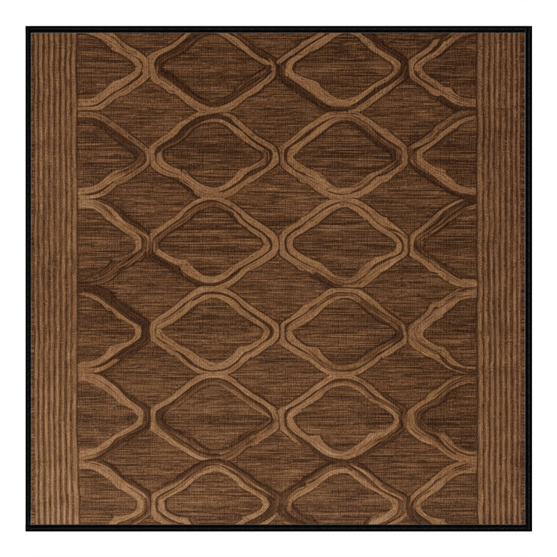 Tapis brun treillis lavable à la machine, Carré 5 pi