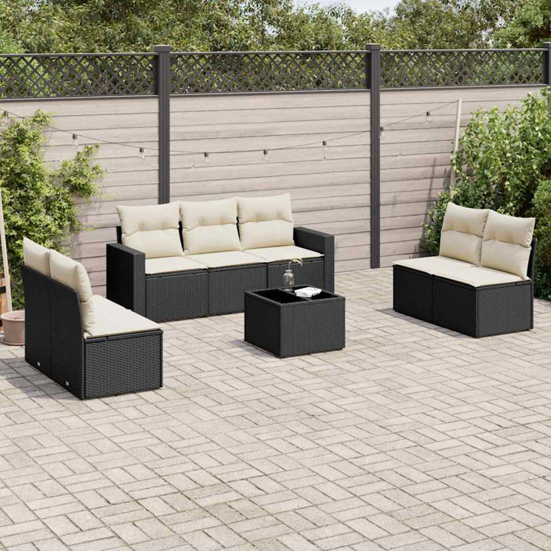 Ensemble de canapé de jardin Vidaxl noir et blanc crème