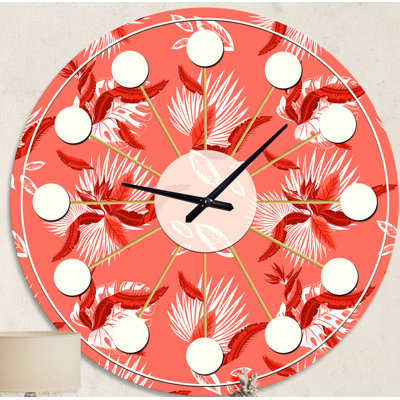 Horloge murale Coral Flowers Of Bird Of Paradise