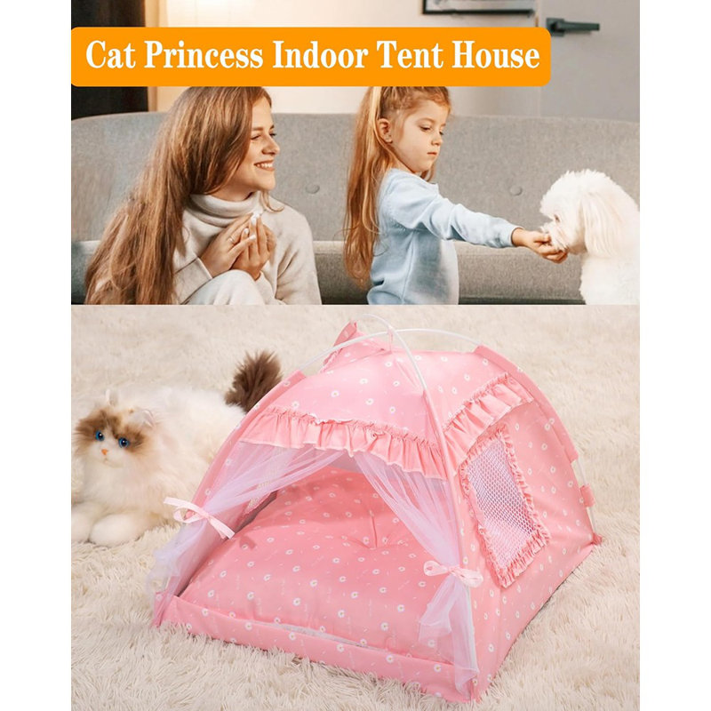 Tente de lit pour chat Maison de chien pour l'extérieur, Très petit format: L 18 po x l 13 po, Rose