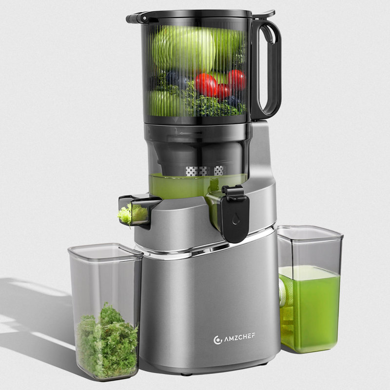 5.3" Wide Chute Cold Press Juicer, Self-feeding Slow Masticating Juicer For Whole Fruits & Vegetables, 250w High Yield Extractor, Easy Clean, Grey