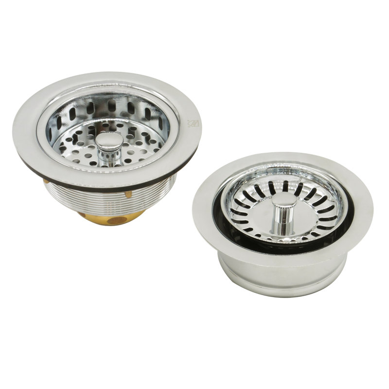 COMBO PACK Kitchen Sink Drain Trim and Disposal Flange with Post Style Basket Strainers, Polished Nickel