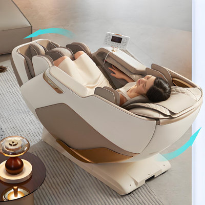 Fauteuil de massage électrique multifonctionnel gris amande pour tout le corps