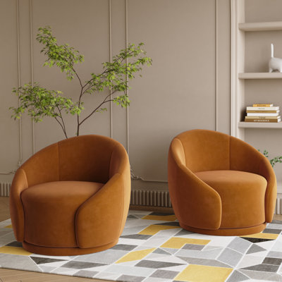 Fauteuil demi-tonneau pivotant rembourré Aunna