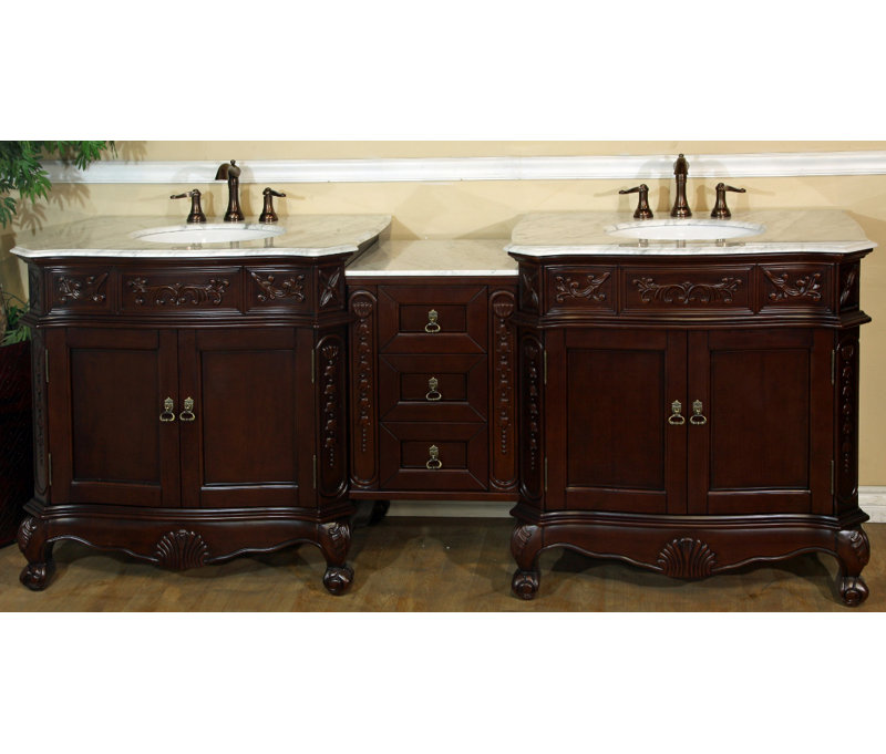 Elbridge 82.7'' Double Bathroom Vanity with Carrara Marble Top