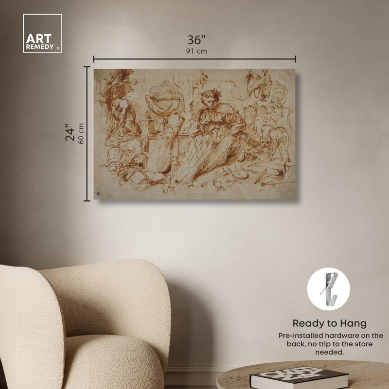 Illustration rétro sur toile Melancholia par Art Remedy, H 24 po x l 36 po x P 1,5 po, Toile tendue