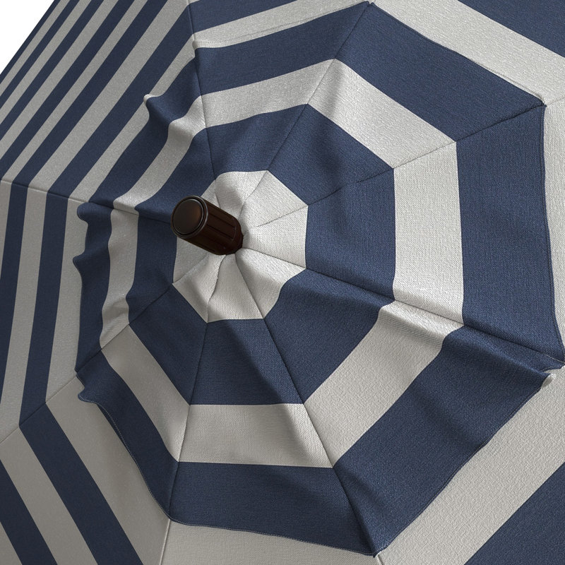 Parasol de marché 9 pi, Rayure Cabana bleu marine / blanche