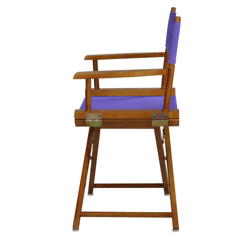 Chaise de réalisateur pliante 18 po, Chêne miel, Mauve