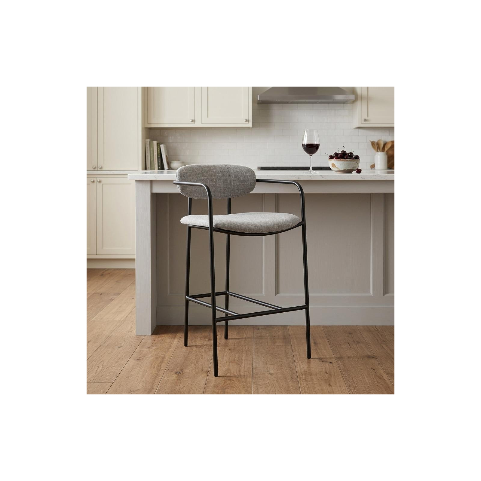 Belarus Fabric Seat Stool, Gun Metal Gray, Extra Tall (35.83” Seat Height), Gray