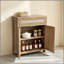 Buffet en rotin, armoire de rangement Farmhouse avec tablette réglable, armoire de cuisine avec tiroir Boho pour la salle à manger, la cuisine, le vestibule, le salon, le bois