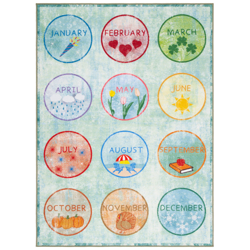 Bottisham Kids Playhouse 200 Performance Machine Washable Geometric Rug, Rectangle 7'9" x 10'