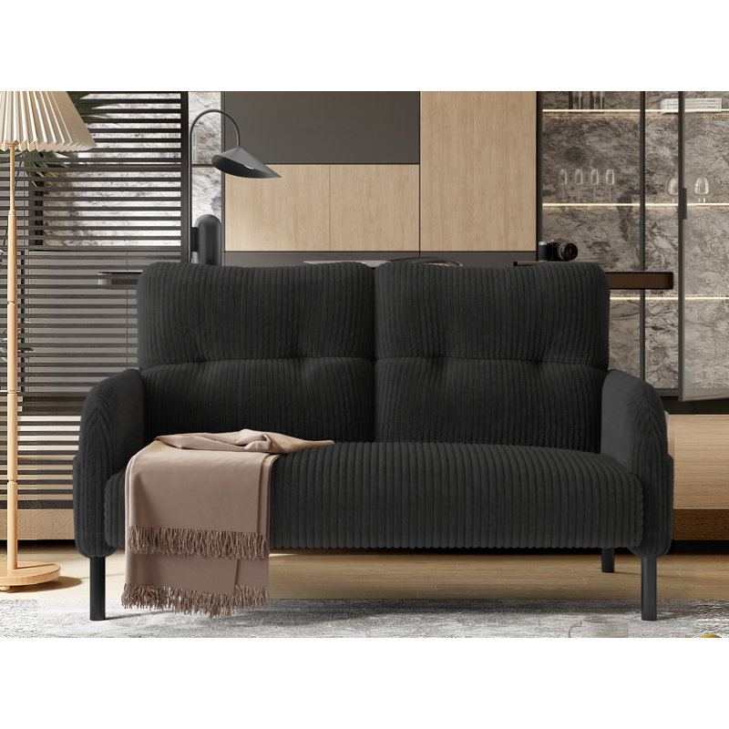 Causeuse à accoudoirs arrondis de 47 po de largeur, Gris