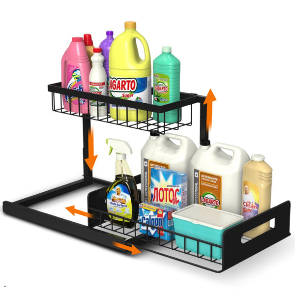 2-Tier Under Sink Storage Organizer – Metal Frame with Pull-Out Drawer