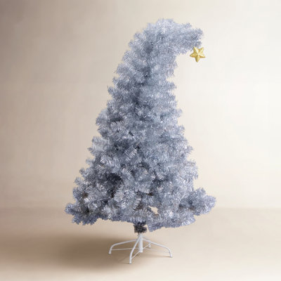 5ft. Artificial Silver Tinsel Holiday Santa's Hat Christmas Tree with Star Topper