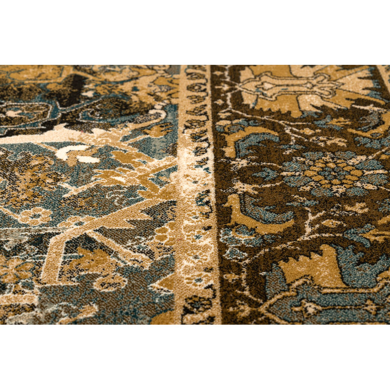 Raiden Oriental Wool Area Rug, Yellow, Rectangular 200 x 300cm