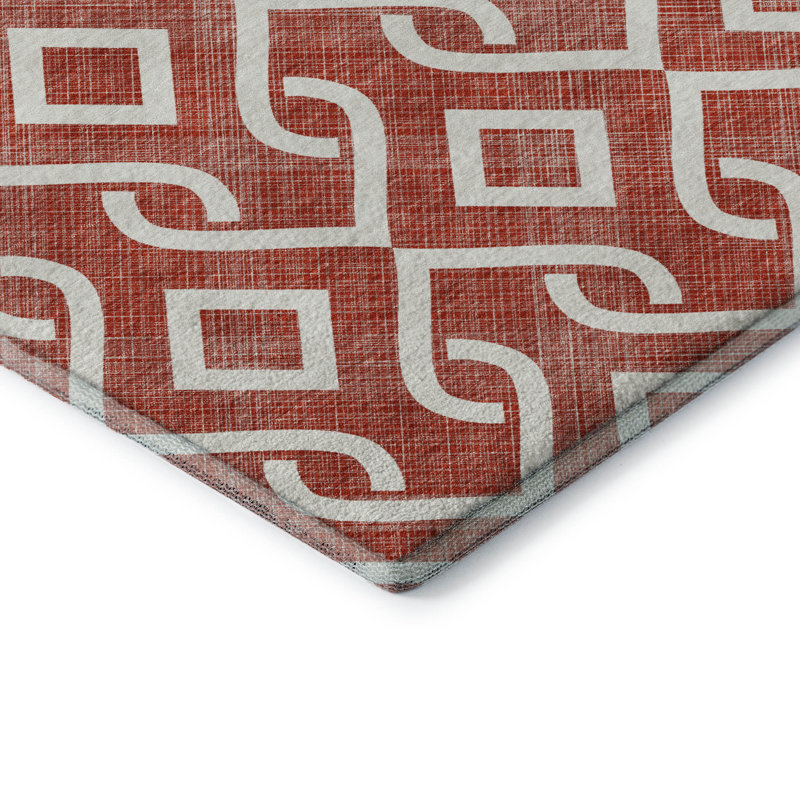 Tapis rouge Cerrito lavable à la machine de qualité supérieure, Rectangle 2 pi 6 po x 3 pi 10 po