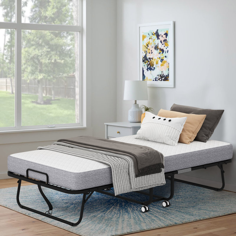 Lit pliant avec matelas Rollaway, 17.07" H x 46.07" W x 74.89" L
