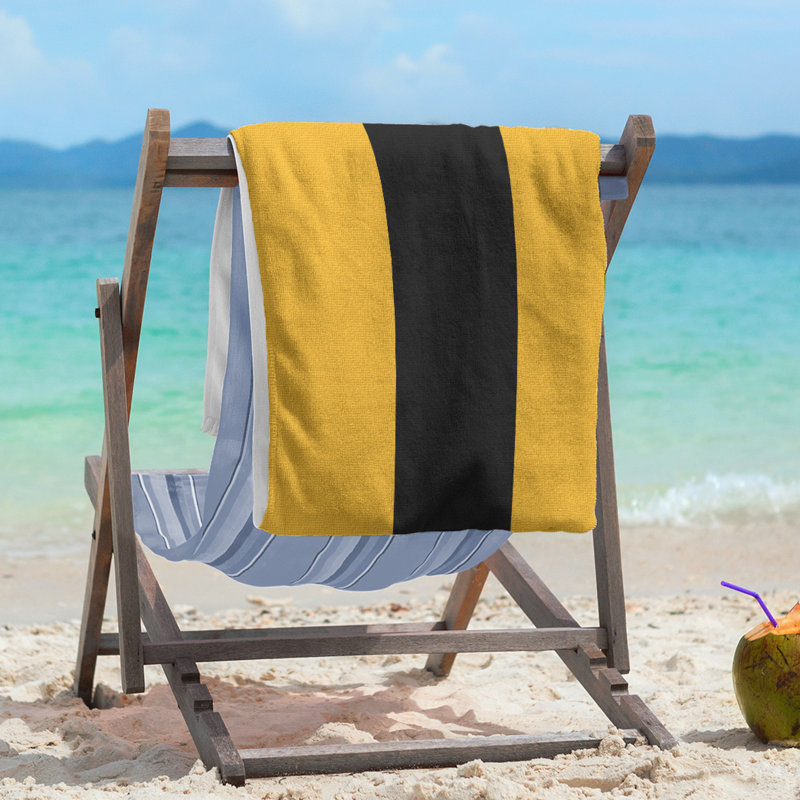 Lightweight Beach Towel, Pittsburgh Gold/Black/Pittsburgh Gold, Poly/Cotton