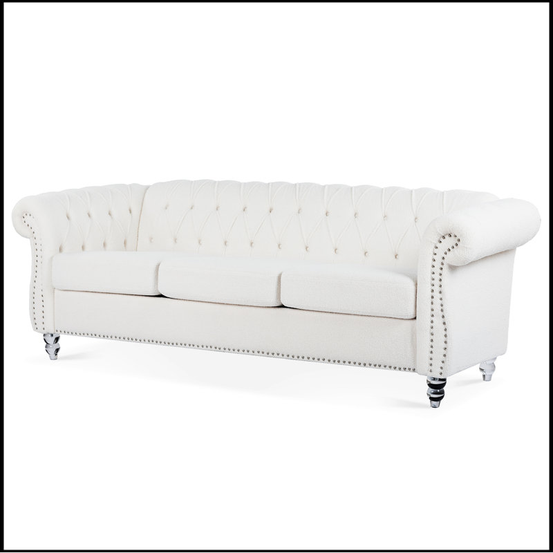 Evanna 84.65" Rolled Arm Chesterfield  3 Seater Sofa,sofa,couch
