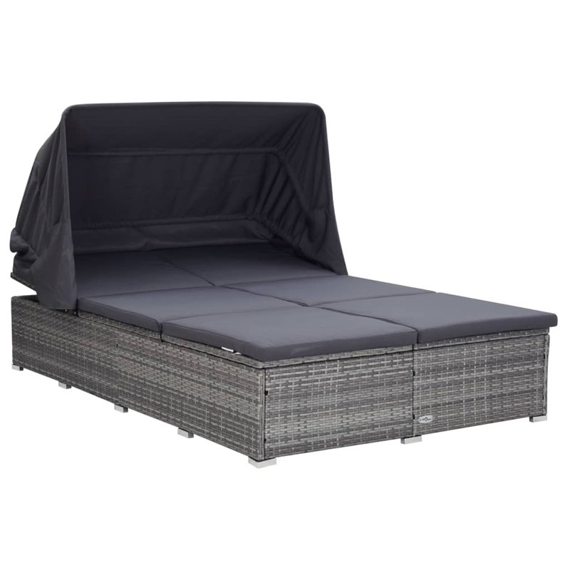 Lowall 79.5" Wide Rectangle Patio Daybed with Cushions, Dark Gray, Gray
