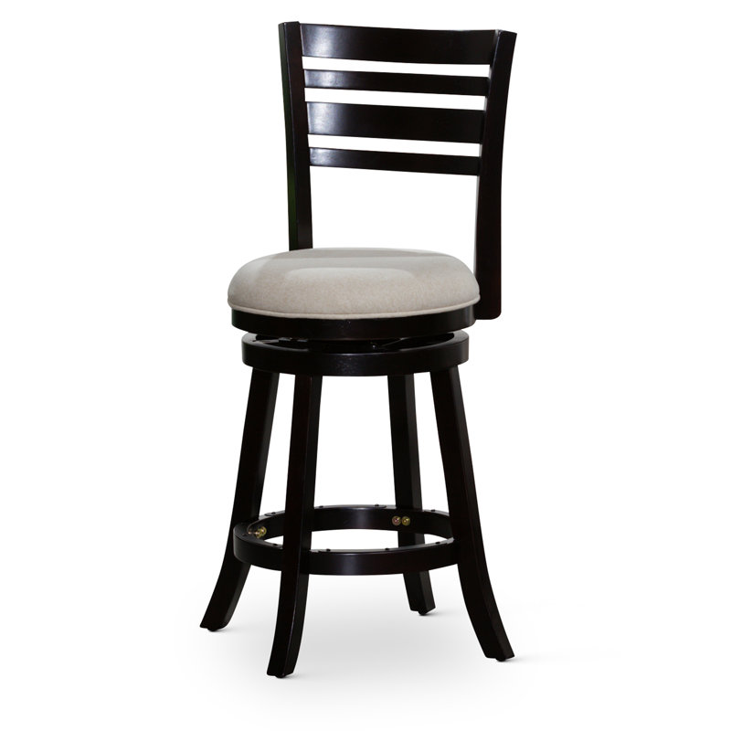 Swivel Upholstered Counter Stool, Beige, Espresso