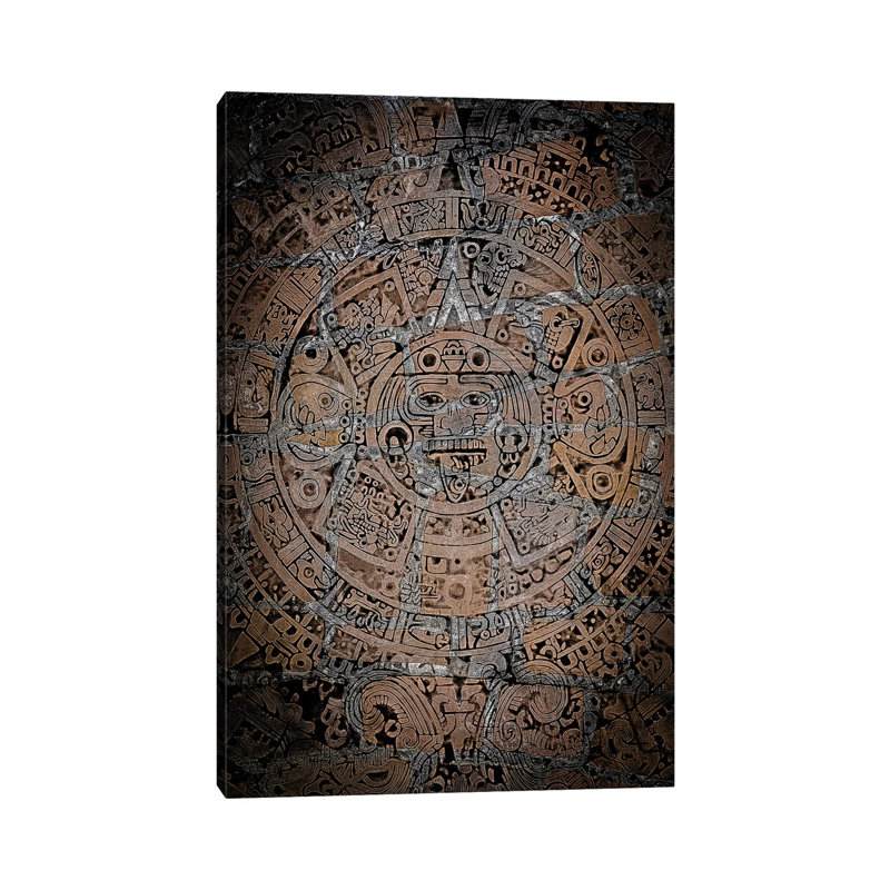 Aztec Wind God Black by Nik Rave - Wrapped Canvas Gallery-Wrapped Canvas Giclée, 66.04cm H x 45.72cm W