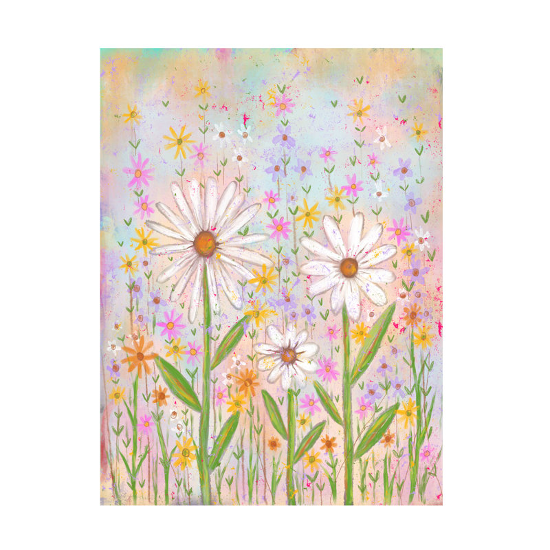 Art sur toile «Prairie de fleurs blanches», H 14 po x l 19 po