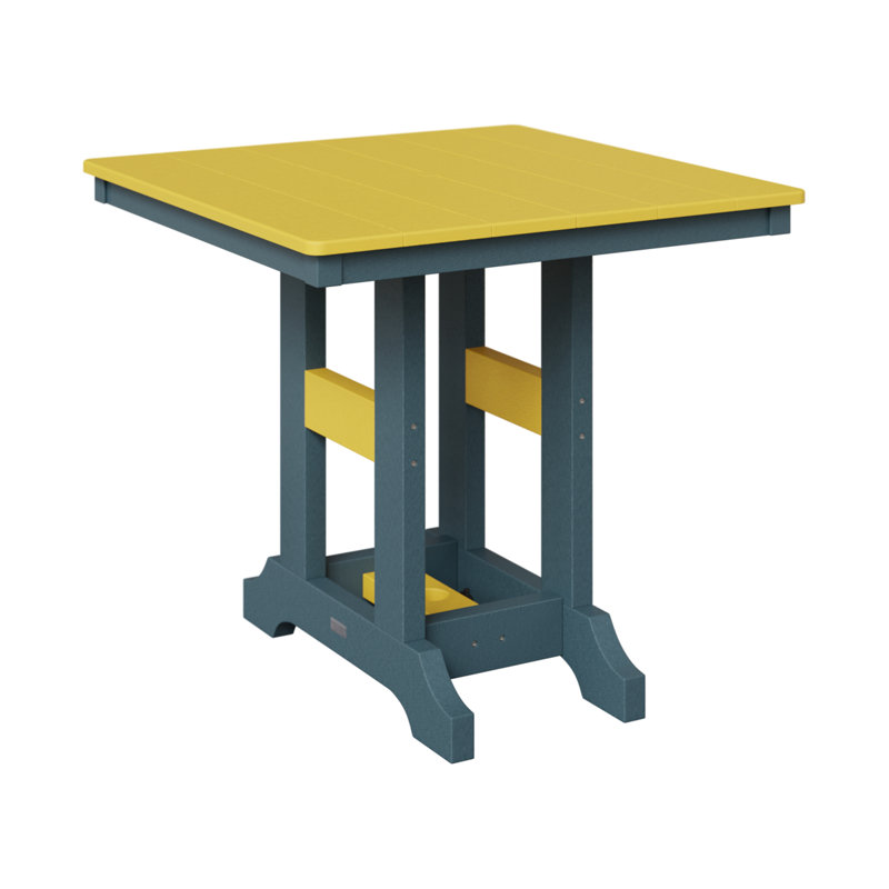 Garden Classic Outdoor Square Bar Table, 39.5" H x 33" W x 33" D, Slate, Sunburst Yellow