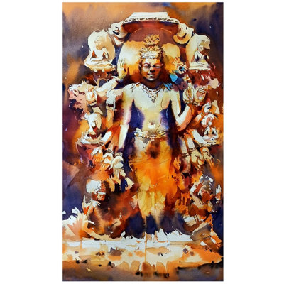 Lord Narayan - Absract Painting | Watercolor On Paper | By Praween Karmakar