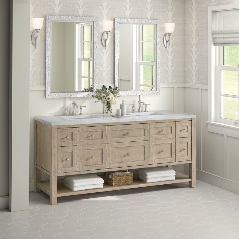Breckenridge 72'' W Double Vanity, Whitewashed Oak, Lime Delight, 8" Widespread