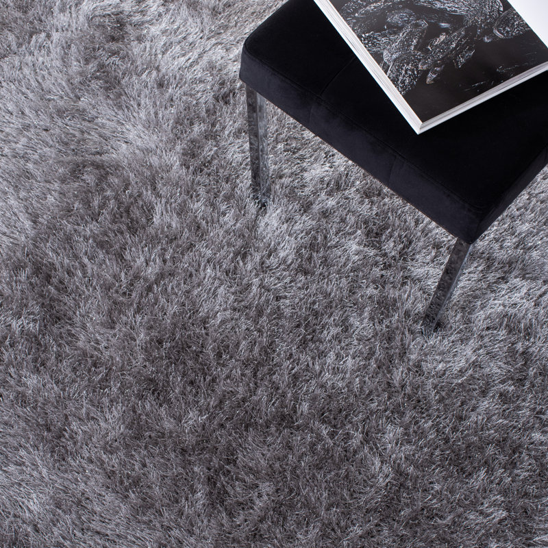 Bernelda Shag Performance Solid Color Rug, Round 5'
