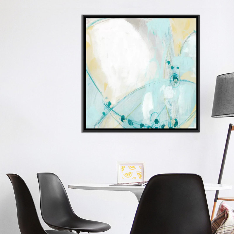 « sea story iii », reproduction sur toile, H 37 po x l 37 po x P 1,5 po, Toile avec cadre noir, Pas de tapis