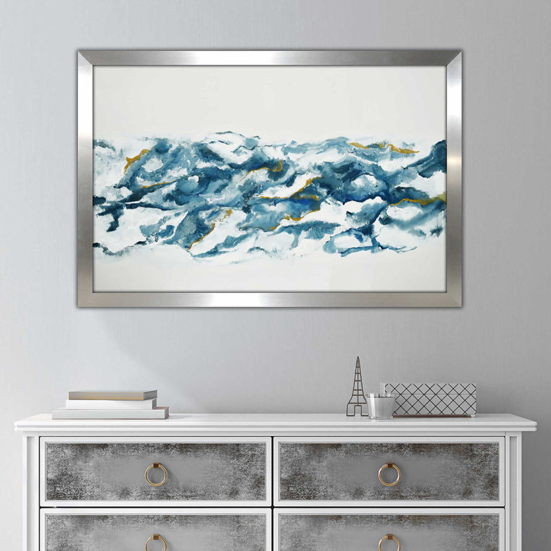 Into the blue (carré)-imprimé, Encadrement argenté, H 21,5 po x l 27,5 po x P 0,75 po