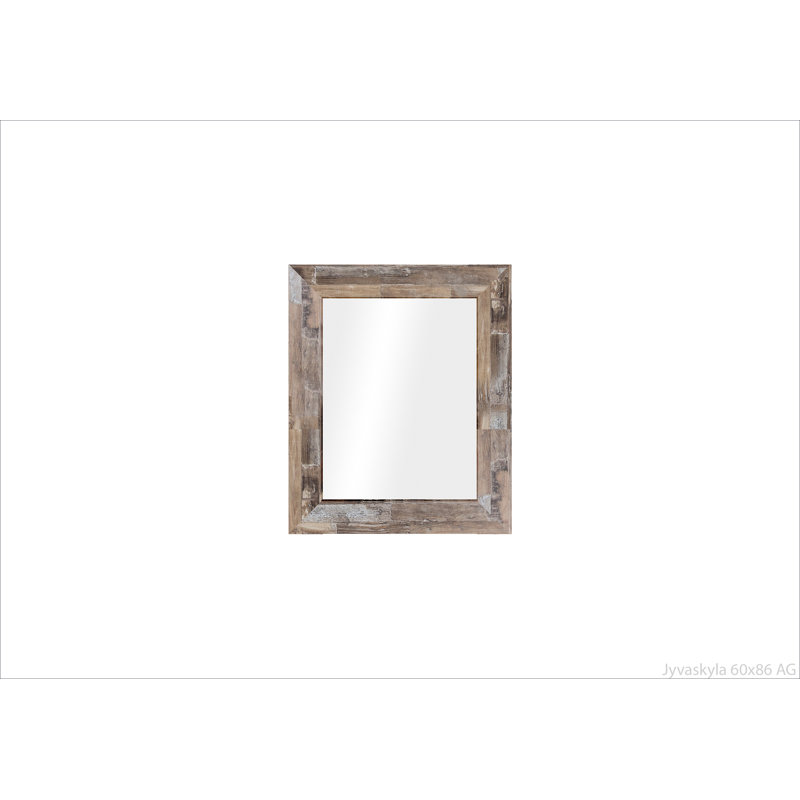 Javeria Wood Flat Wall Mirror, Brown, 86cm H x 60cm W