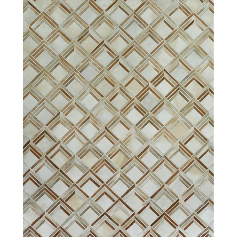 Natural Hide hand-tufted Leather Hide Beige Area Rug