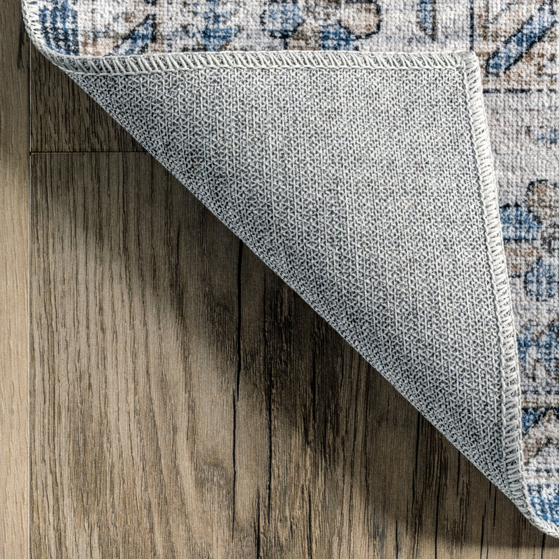 Eckles Medallion Machine Washable Accent Rug for Living Room Bedroom Dining Room Entryway Kitchen, Rectangle 9' x 12'