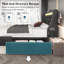 Structure de lit double avec tête de lit tapissier à oreilles et 2 tiroirs de rangement; Ensemble de lattes, lumières DEL et station de charge, support de lattes en métal, silencieux, assemblage facile, aucun sommier nécessaire-2060915906