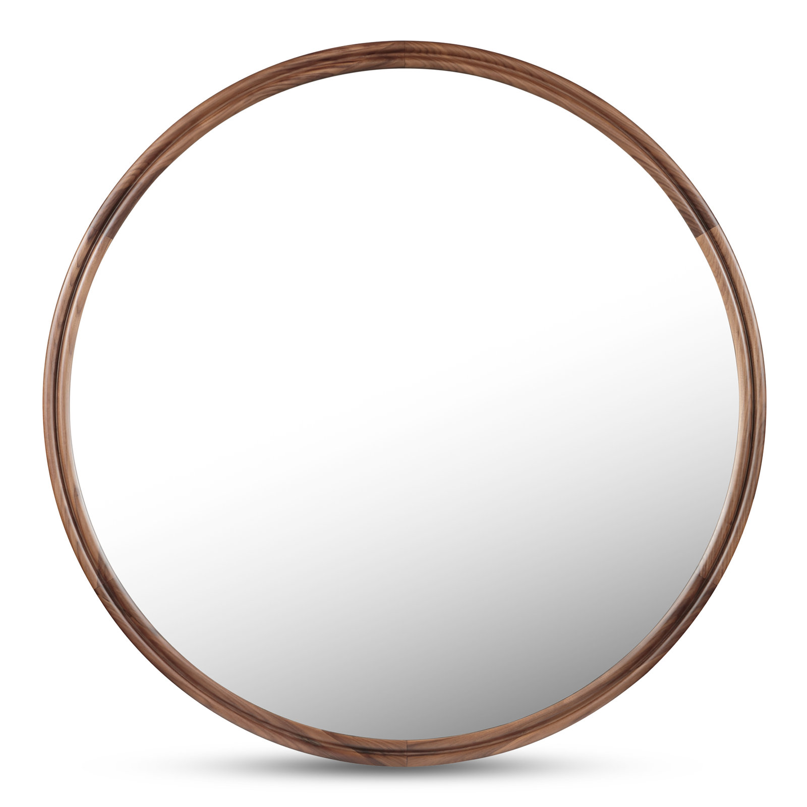 48" Walnut Accent Mirror, Round, 36" x 36", Wanut