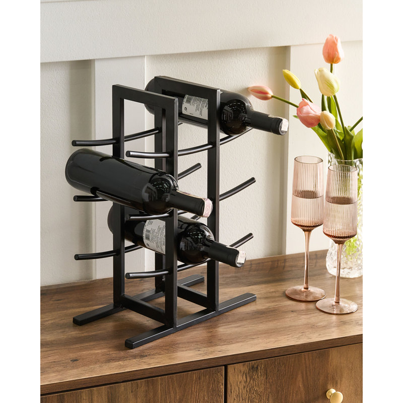 6 Bottle Open Shelving Wine Bottle Rack Black